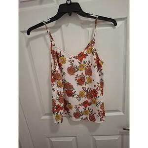 🍂3/$15 LOFT Size XS Orange‎ Yellow Sleeveless Floral Print Feminine Camisole